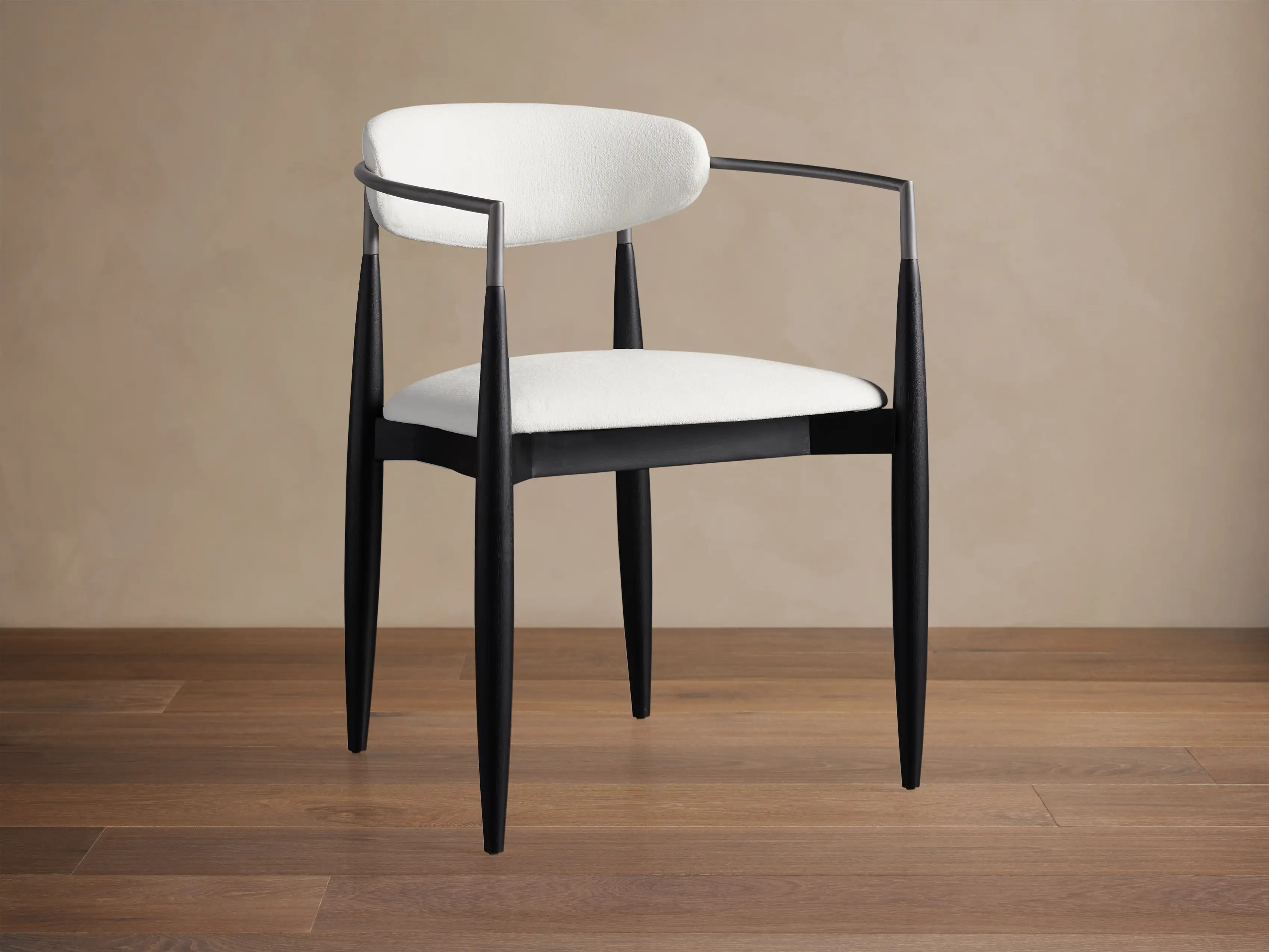 Jagger Dining Arm Chair in Black with Antique Pewter | Arhaus