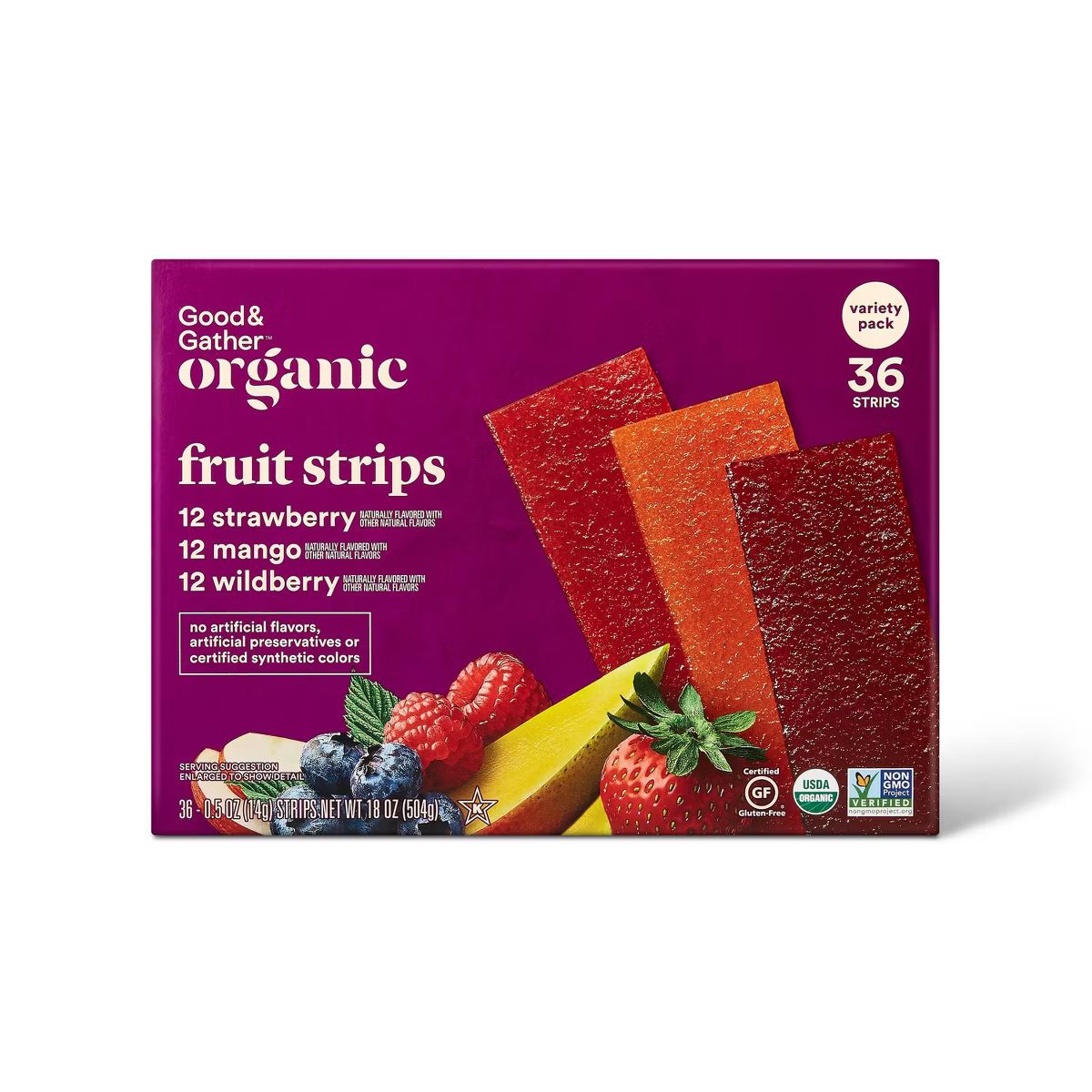 Organic Fruit Strip Variety Pack - Strawberry, Mango, Wildberry - 18oz/36ct - Good & Gather™ | Target