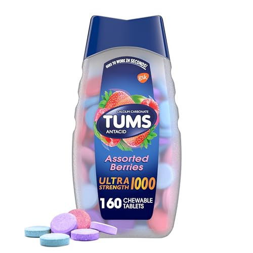 TUMS Ultra Strength Chewable Antacid Tablets for Heartburn Relief and Acid Indigestion Relief, Assorted Berries - 160 Count | Amazon (US)