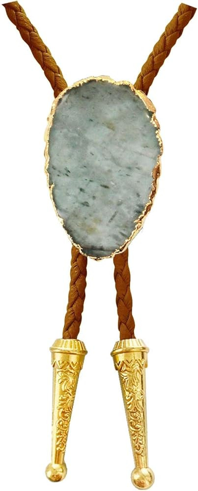 Daisy Del Sol Gemstone Bolo Tie Braided Vegan Faux Leather Natural Stone Gold Handmade Necklace A... | Amazon (US)