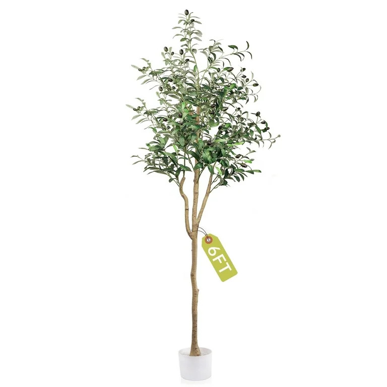 Faux Olive Tree 6FT, Artificial Olive Trees with Natural Trunk and Realistic Leaves and Fruits, F... | Walmart (US)