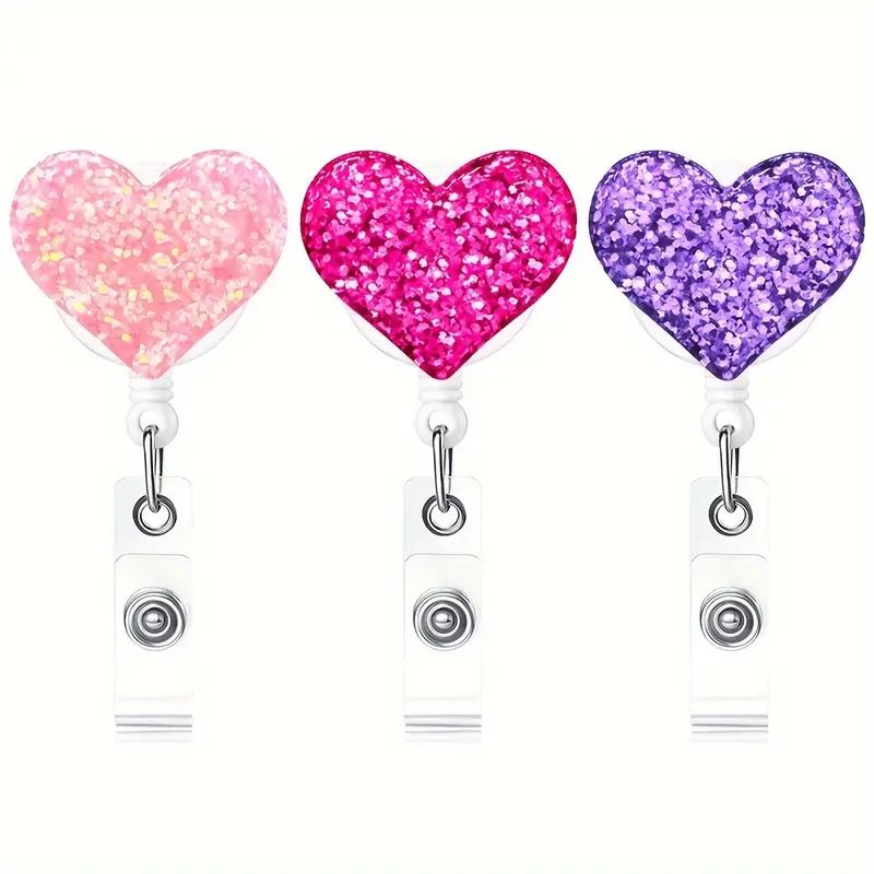 Love Heart Retractable Badge Holder 3 Colors Badge Reel - Temu | Temu Affiliate Program
