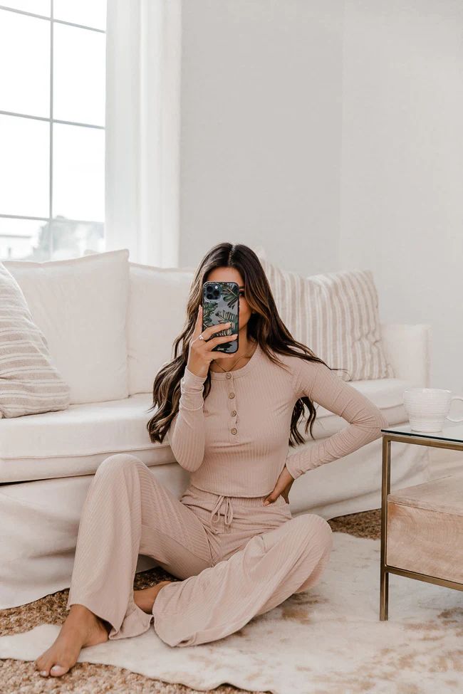 Casually Cool Taupe Ribbed Flare Pants | The Pink Lily Boutique