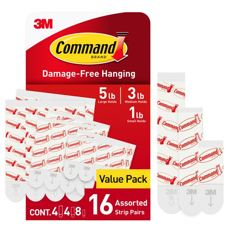 Command Refill Strips, White, 8 Small, 4 Medium & 4 Large Value Pack | Walmart (US)