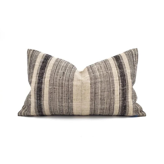 Hmong Pillow 1423 Black Stripe Hmong Hemp Pillow - Etsy | Etsy (US)