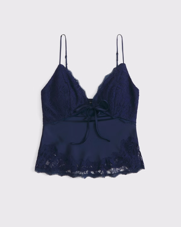 Bra-Free Lace-Pieced Set Top | Abercrombie & Fitch (US)
