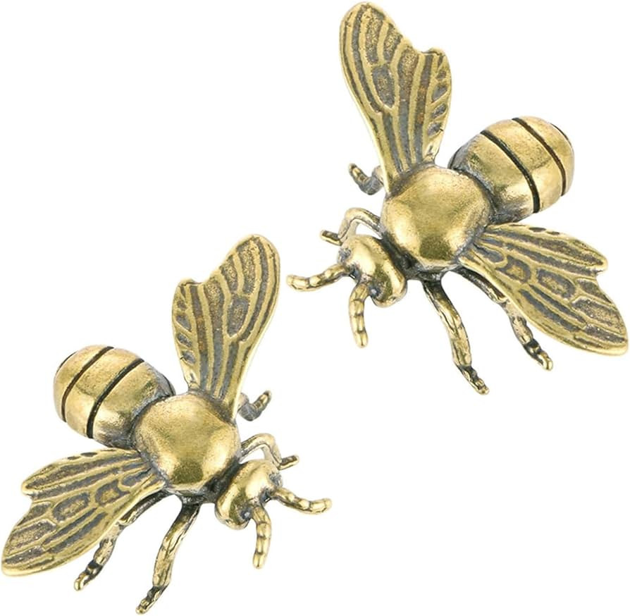 2 PCS Gold Bee Figurines: Vintage Brass Bee Statues Decorative, Brass Animal Ornament DIY Craft, ... | Amazon (US)