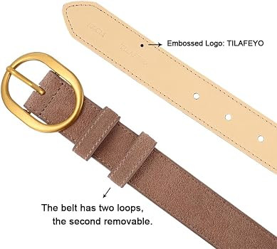 Women's Suede Belt Casual Genuine Leather Jeans Belts Gold Buckle Elegant Waist Dress Belts | Amazon (US)