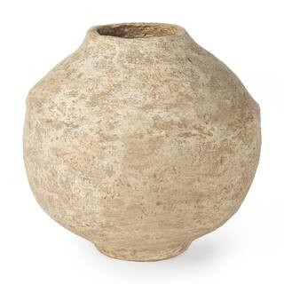Mercana Ritu Large Beige Paper Mache Pot Vase 70215 - The Home Depot | The Home Depot