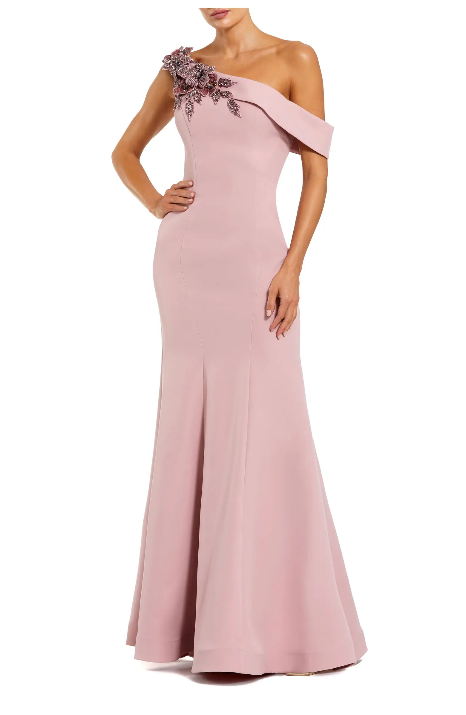 Crepe Floral Beaded Off The Shoulder Mermaid Gown | Nordstrom