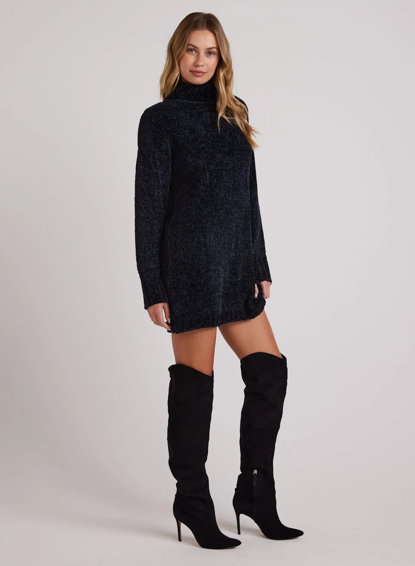 Turtle Neck Sweater Dress - Black-check color - Bella Dahl | Bella Dahl