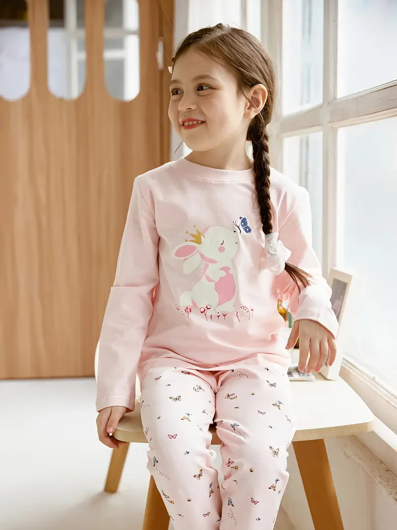 Girls Cute Easter Rabbit Print Round Neck Tops Butterfly - Temu | Temu Affiliate Program