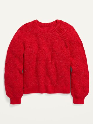 Textured Shaker-Stitch Sweater for Girls | Old Navy (US)