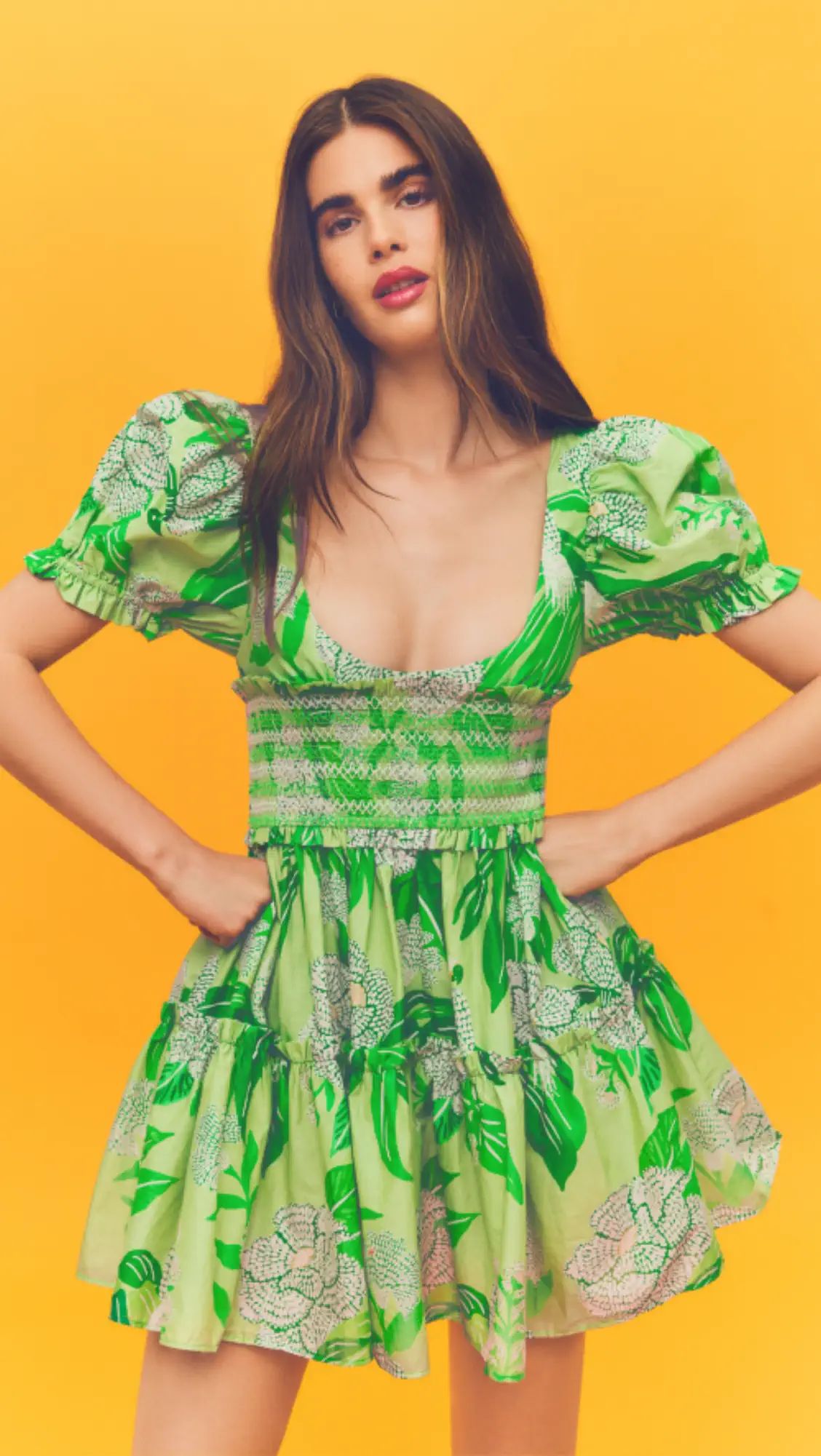 Dewdrop Floral Green Mini Dress | Shopbop
