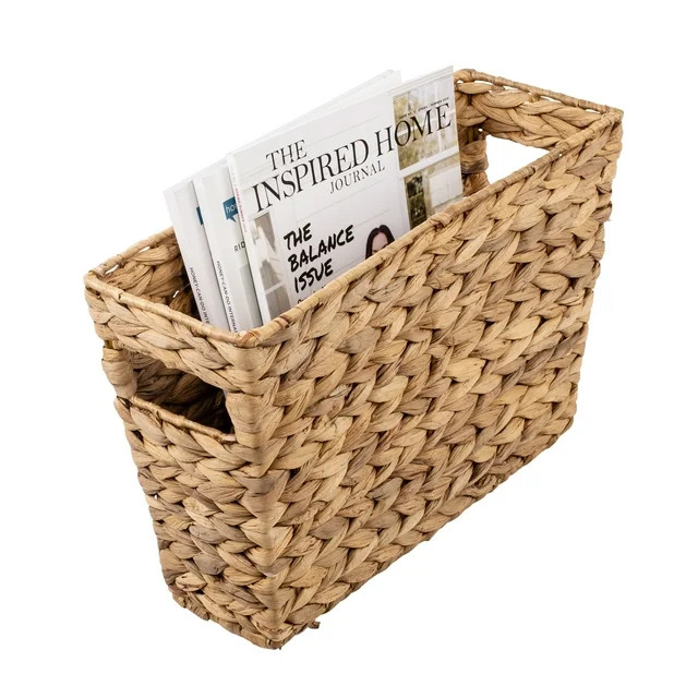 Honey-Can-Do Water Hyacinth Wicker Magazine Storage Basket with Cut-out Handles, Natural | Walmart (US)