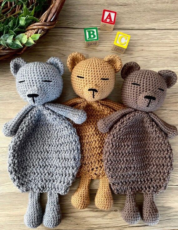 Sleeping Bear Lovey / Crochet Bear Lovey / Security Blanket / | Etsy | Etsy (US)