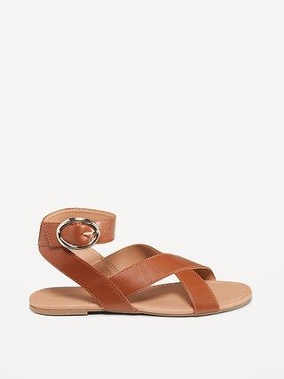 Faux-Leather Cross-Strap Buckle Sandals | Old Navy (CA)