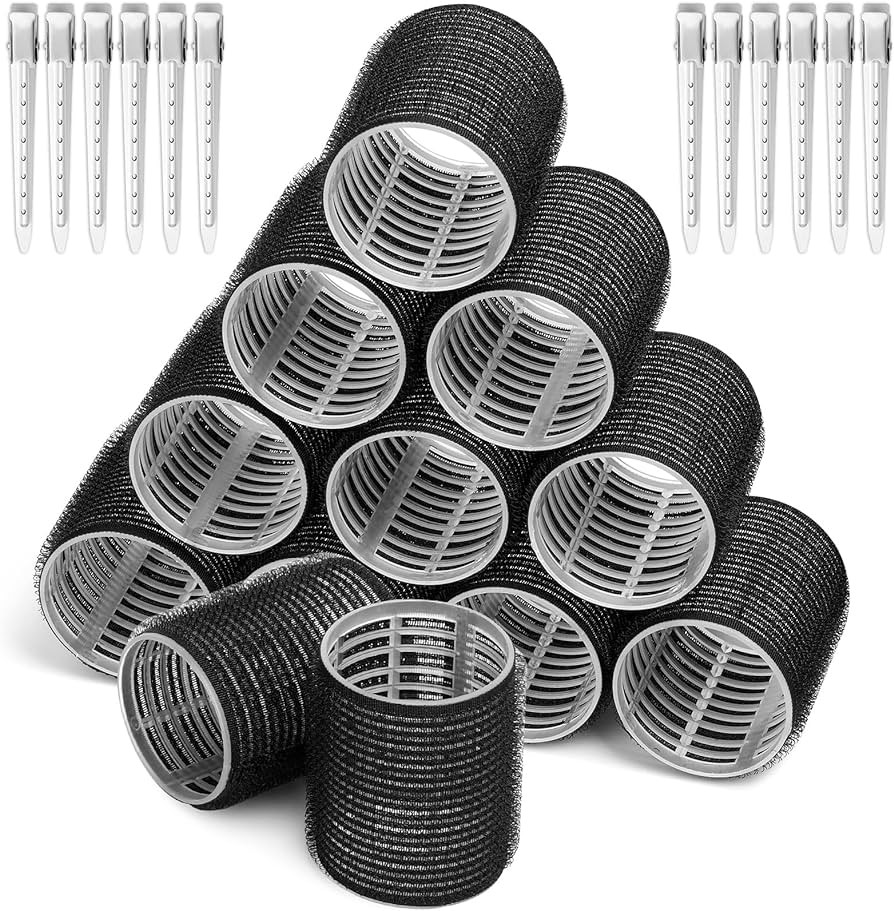 Big Self-Grip Hair Curlers Rollers with Stainless Steel Duckbill Clips for Long, Medium, Thick Ha... | Amazon (US)