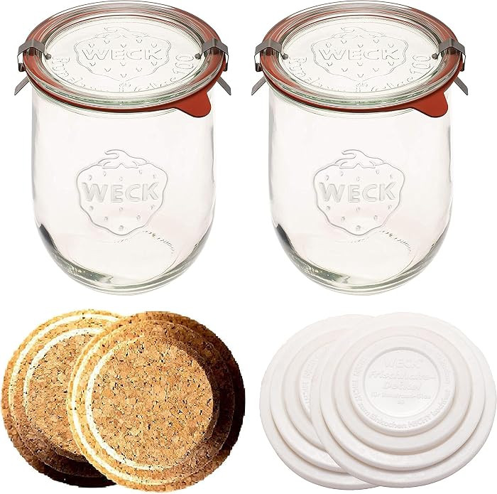 WECK - Sour Dough Starter Jars - Classic Glass Jars for Sourdough with Glass Lid - Tulip Jar with... | Amazon (US)