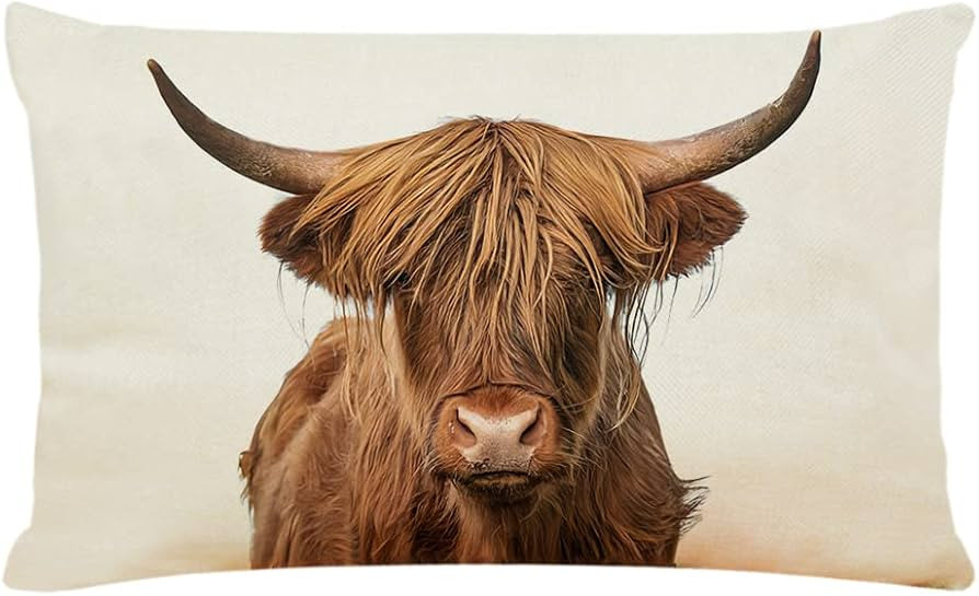 AHLOKI Farmhouse Cow Pillow Covers 12 x20 Inch Highland Cow Decor Pillow Case Decor Lumbar Pillow... | Amazon (US)