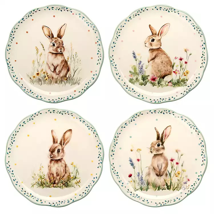 New! Sweet Bunny Scalloped Salad Plates, Set of 4 | Kirklands