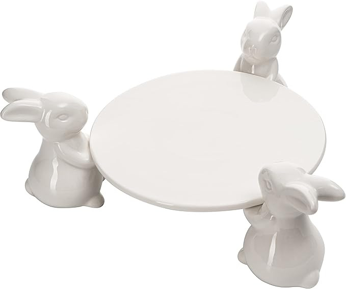 Bunny Cupcake & Cake Holder Pedestal Stand, Ceramic Dessert Plates for Snacks Cookies, Bunny Cand... | Amazon (US)