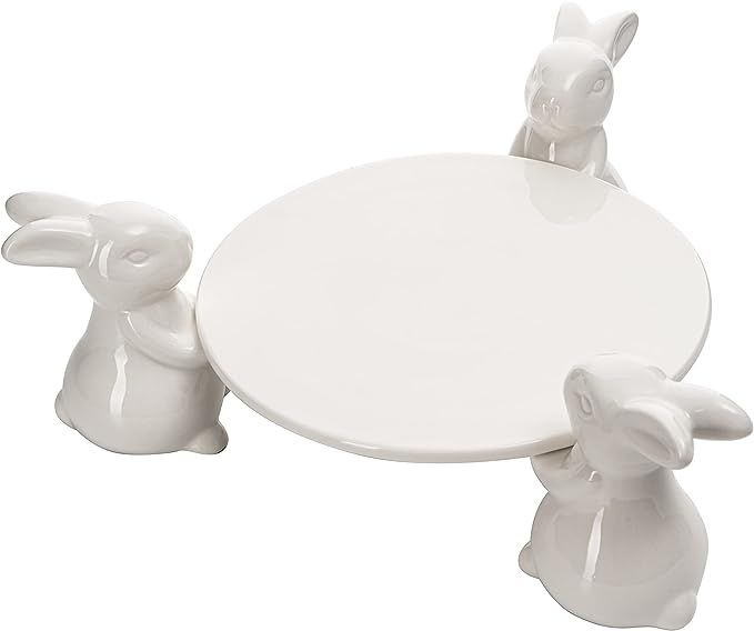 Bunny Cupcake & Cake Holder Pedestal Stand, Ceramic Dessert Plates for Snacks Cookies, Bunny Cand... | Amazon (US)