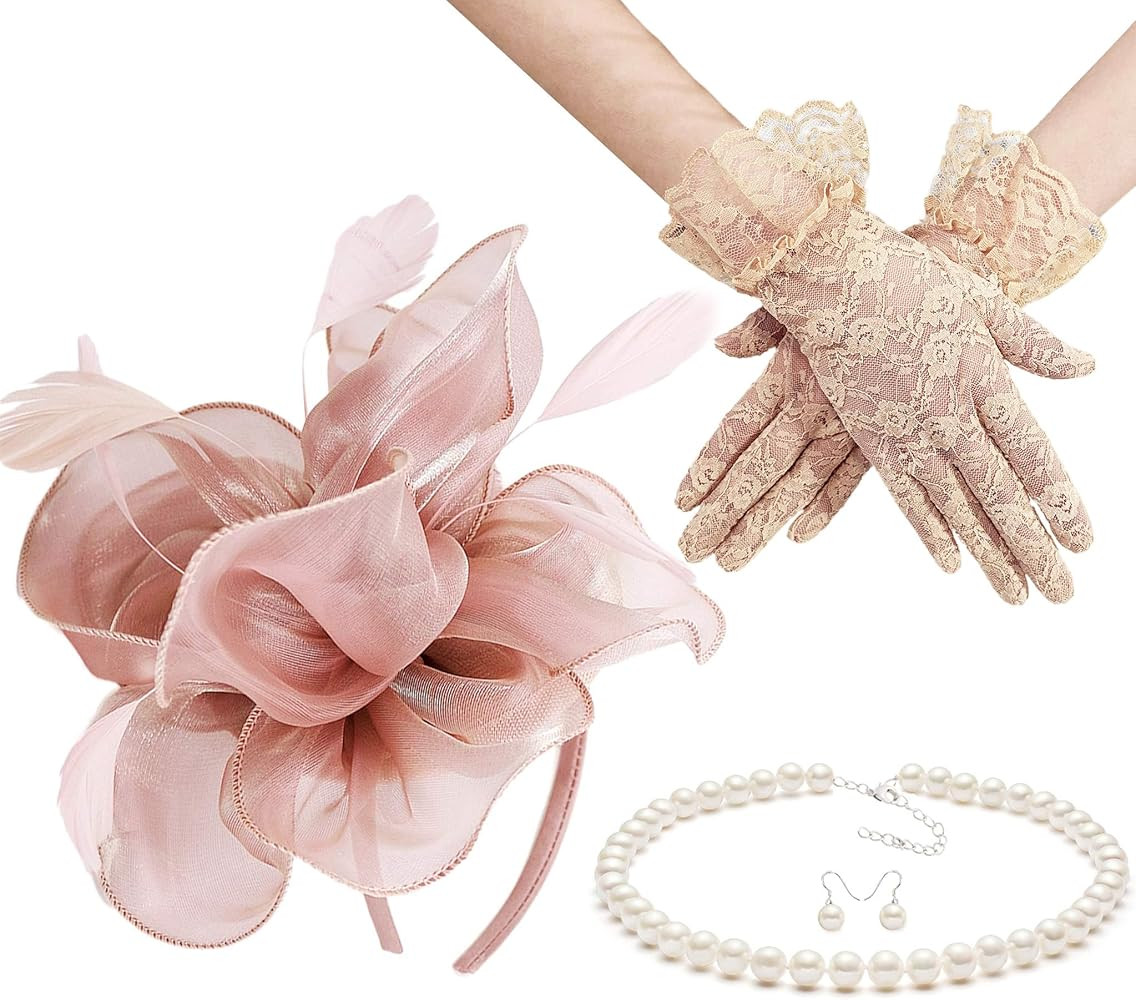 Gionforsy Kentucky Derby Hat Fascinator Veil Headband Pillbox Set for Wedding Tea Party | Amazon (US)