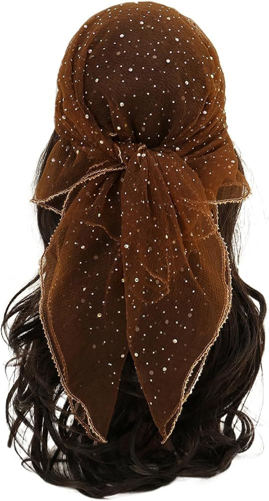 Head Scarf for Women 31.5 Inches Solid Hair Scarf Sparkle Glitters Hair Bandana Sequins Hair Wrap... | Amazon (US)