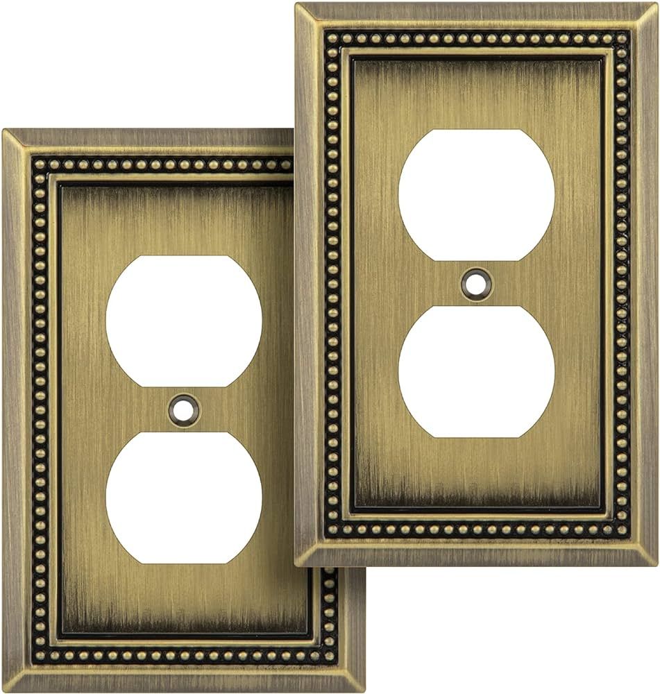 Henne Bery Sunken Pearls Decorative Wall Plate Switch Plate Outlet Cover (Single Duplex, 2PK, Ant... | Amazon (US)