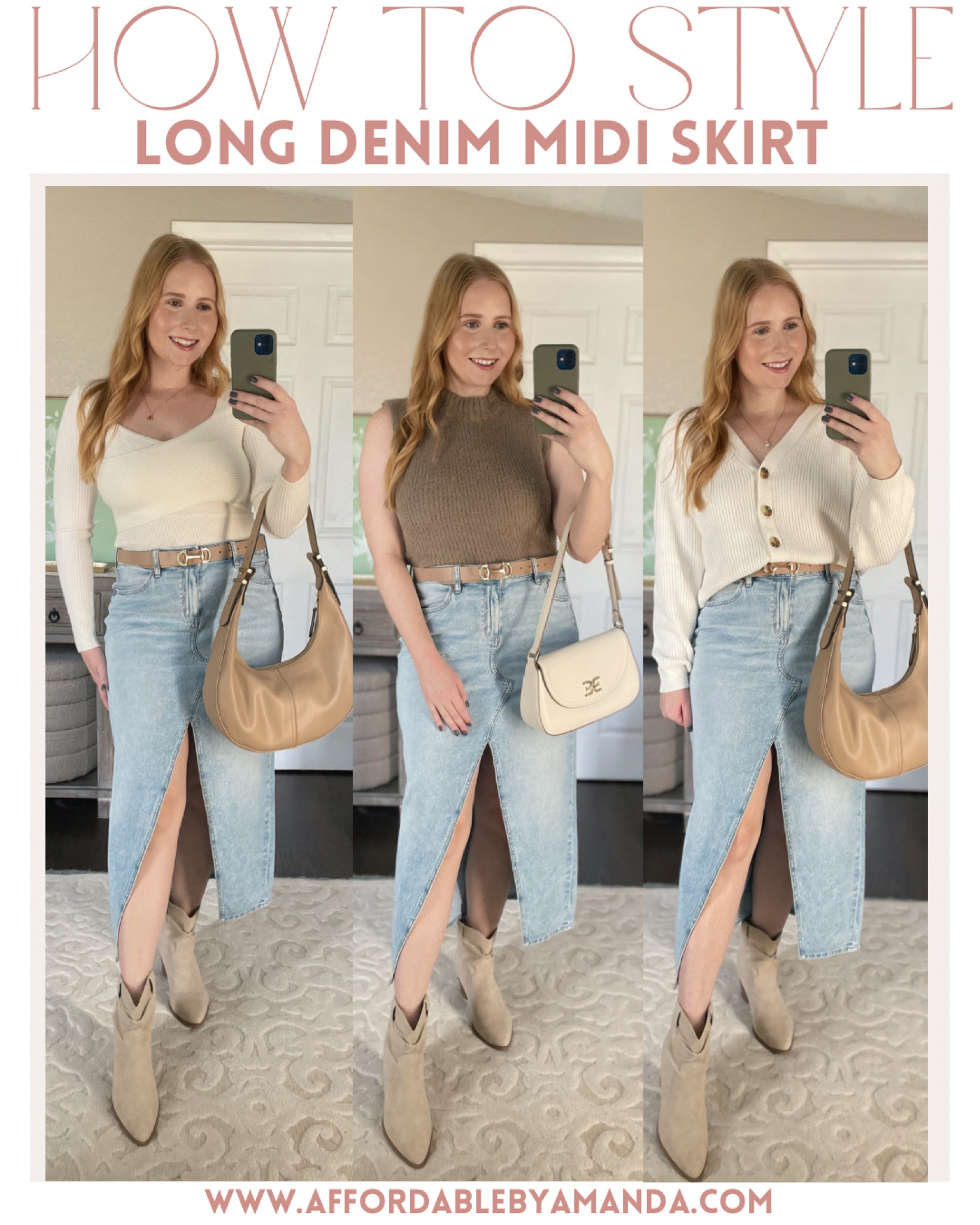 How to Style a Denim Midi Skirt for fall - wearing medium in long midi denim skirt from Abercrombie 

Follow my shop @affordablebyamandablog on the @shop.LTK app to shop this post and get my exclusive app-only content!


#LTKSale #LTKSeasonal #LTKmidsize