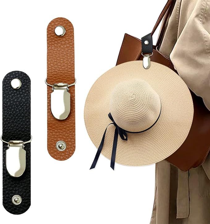 Hat Clip for Travel, Hat Clip for Travel on Bag, PU Leather Hat Clip, Multifunctional Duckbill Ha... | Amazon (US)