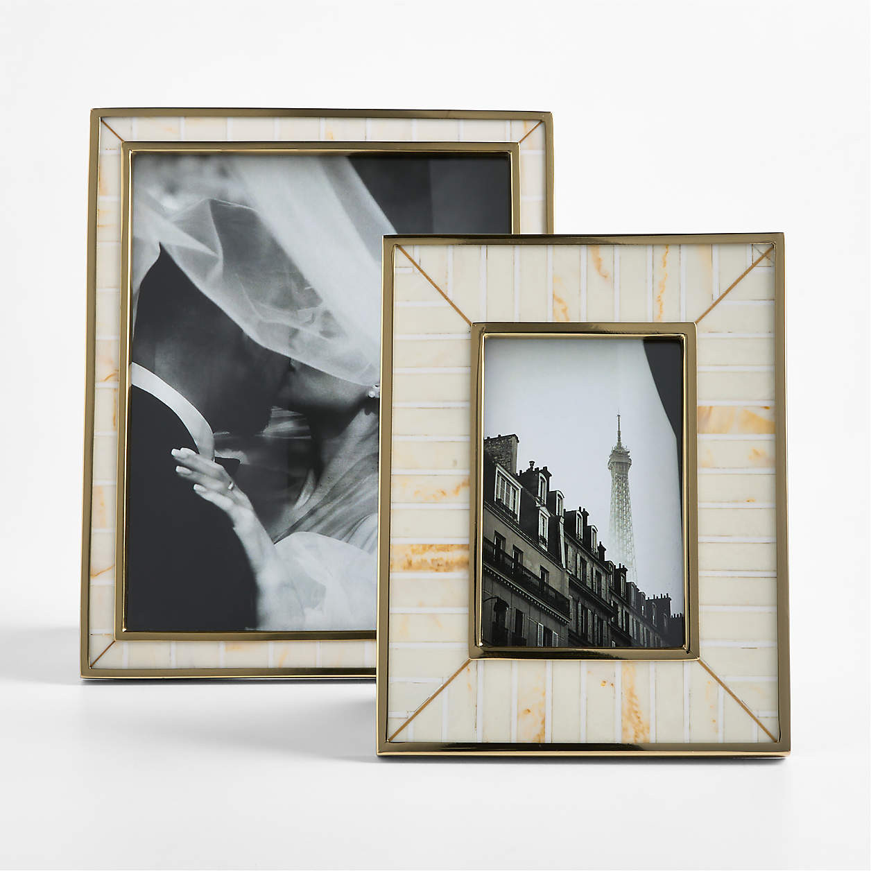 Love Story Ivory and Gold Resin 4"x6" Picture Frame by Laura Harrier and Tiffany Howell | Crate &... | Crate & Barrel