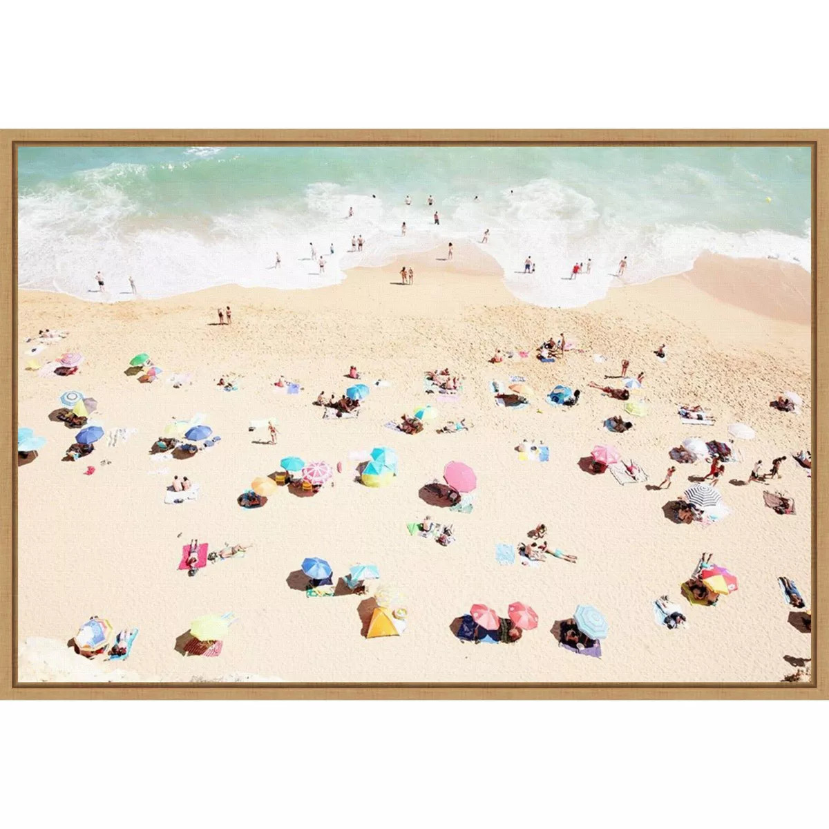 23" x 16" Seaside 1 Beach by Carina Okula Framed Canvas Wall Art - Amanti Art: Aerial Beach View,... | Target