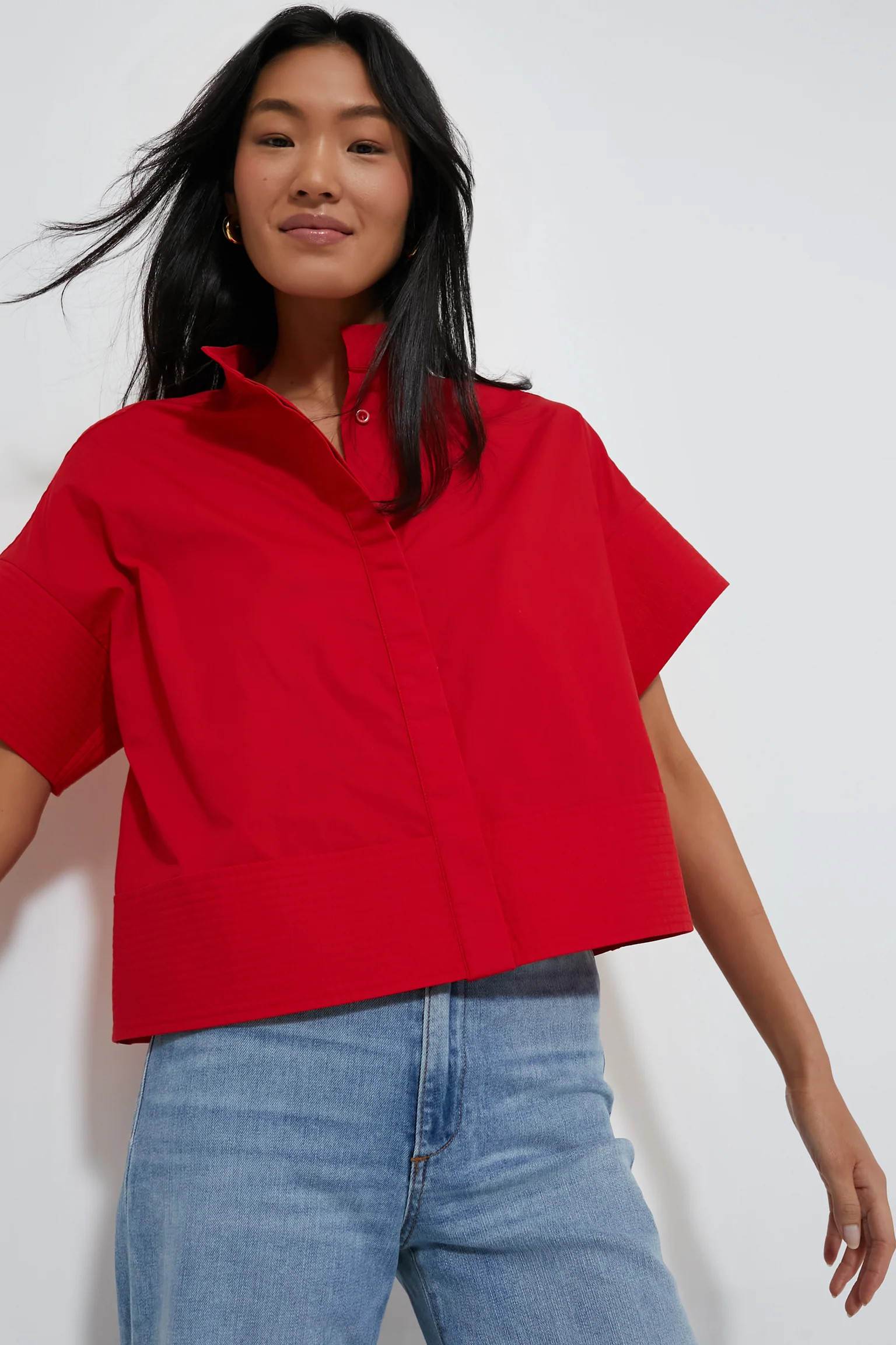 Red Trapunto Stitch Sofia Shirt | Tuckernuck (US)