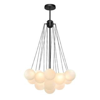 3-Light Black Modern Cluster Bubble Chandelier Globe Pendant Light Fixture with Frosted Glass Shades for Bedroom | The Home Depot