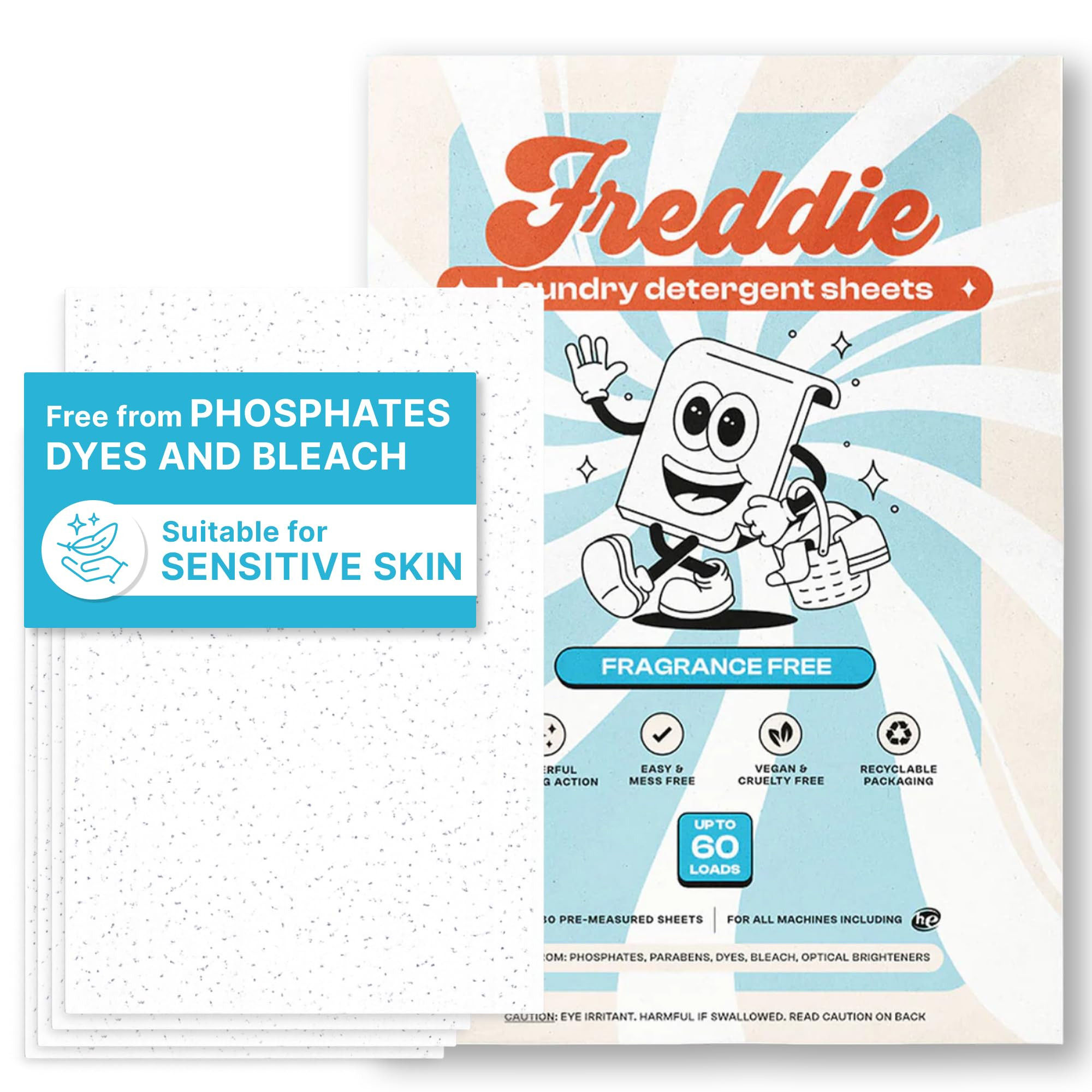 Freddie Low-Waste Laundry Detergent Sheets – Jug Free Format – Pre-Measured Strips – 60 Loa... | Amazon (US)