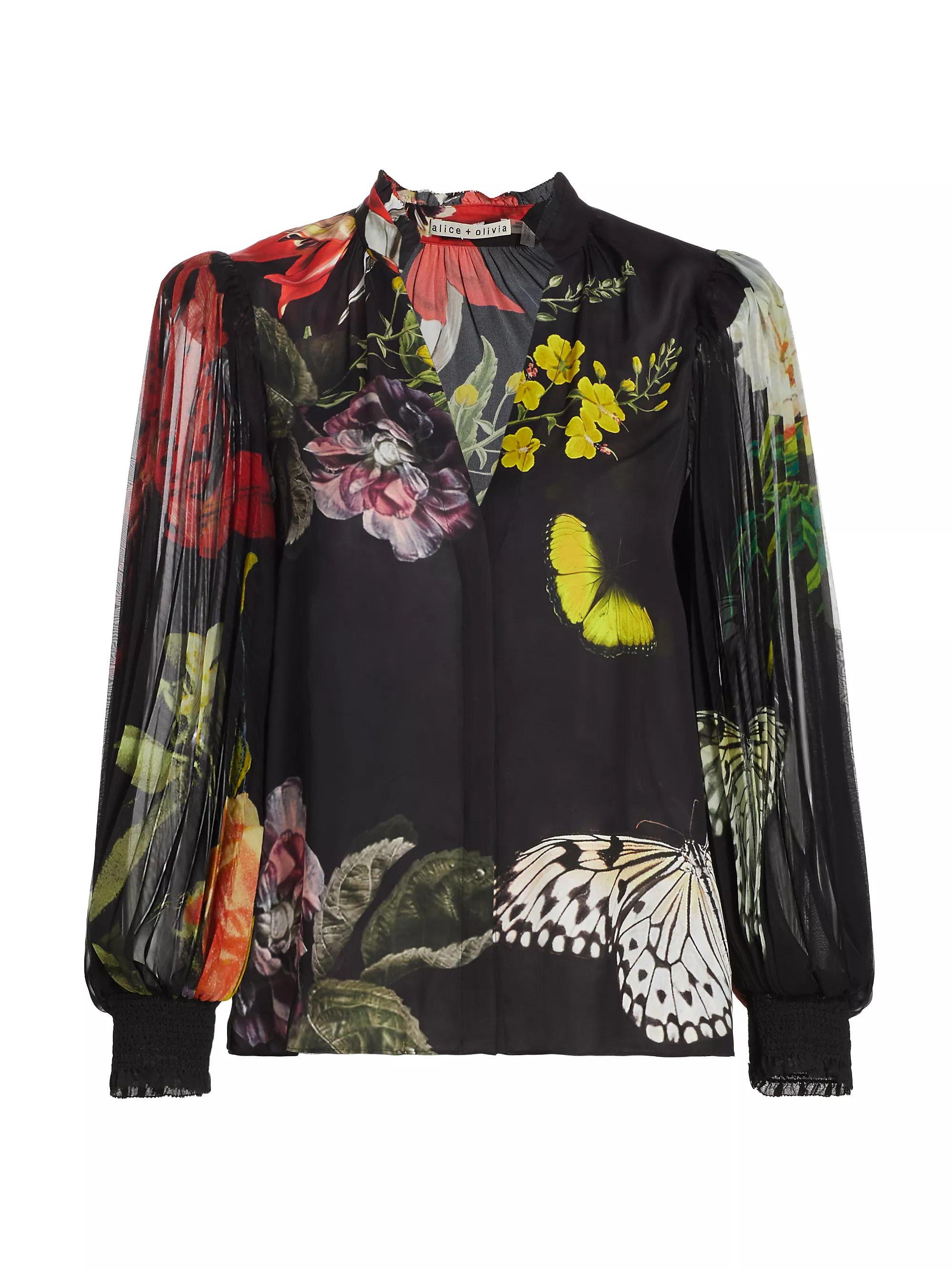 Shop Alice + Olivia Ilan Floral Blouson Shirt | Saks Fifth Avenue | Saks Fifth Avenue