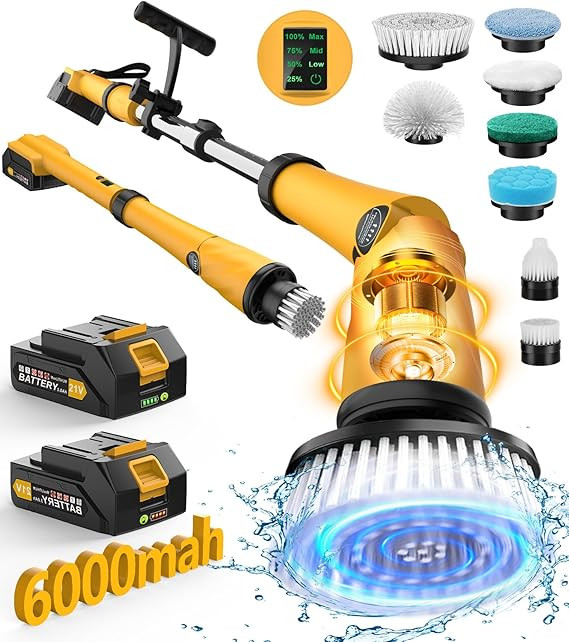 Qimedo Electric Spin Scrubber Extra Large Brush Q3,6000 mAh Best Battery Power Scrubber for Clean... | Amazon (US)