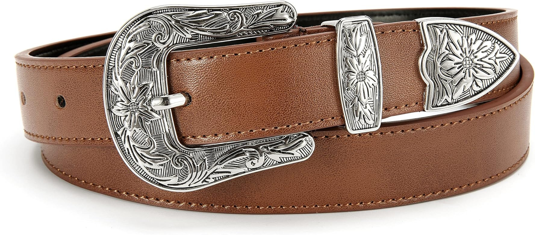 Western Belt for Women, 1.1" CR Cowboy Belt Leather Belts for Women, Country Belts for Women with... | Amazon (US)