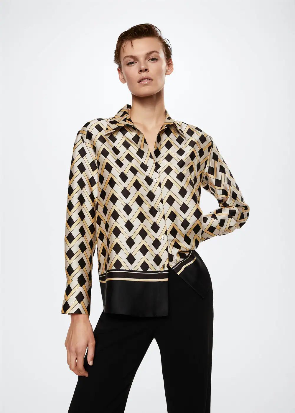 Geometric print shirt -  Women | Mango USA | MANGO (US)