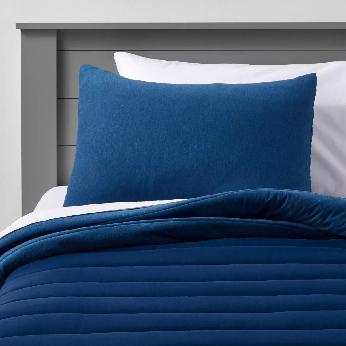 Twin Channel Jersey Kids' Comforter Set Navy - Pillowfort™ | Target