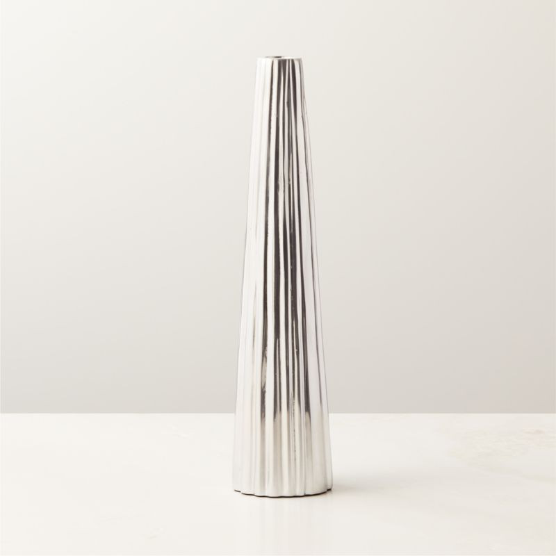 Filla Polished Cast Aluminum Modern Taper Candle Holder Large + Reviews | CB2 | CB2