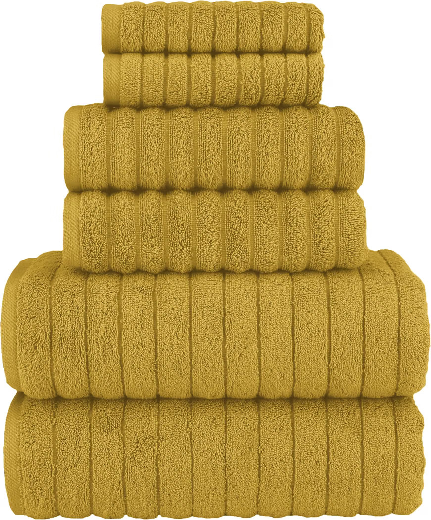 Elegant Comfort 100% Turkish Cotton Corduroy Ribbed Luxury Bath Towels 6-Piece Set, Premium Feel ... | Amazon (US)