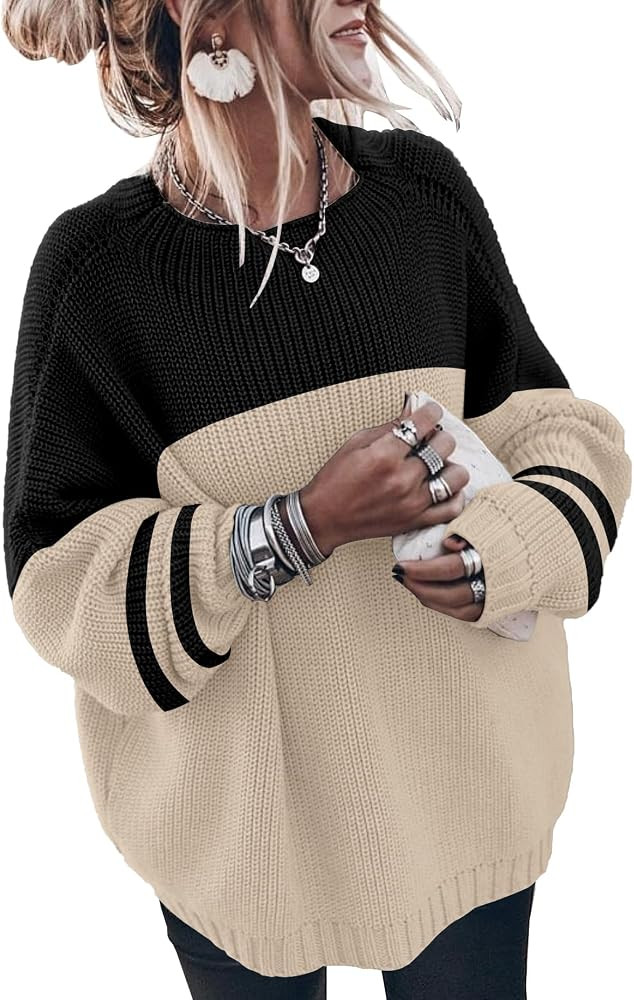Womens Oversized Sweaters Loose Solid Casual Long Sleeve Mock Neck Knitted Jumper Tops | Amazon (US)