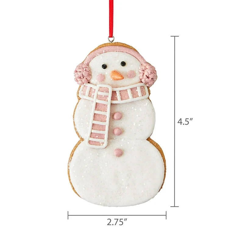 Pink and White Clay Dough Gingerbread Snowman Christmas Ornament, 4.5", by Holiday Time | Walmart (US)