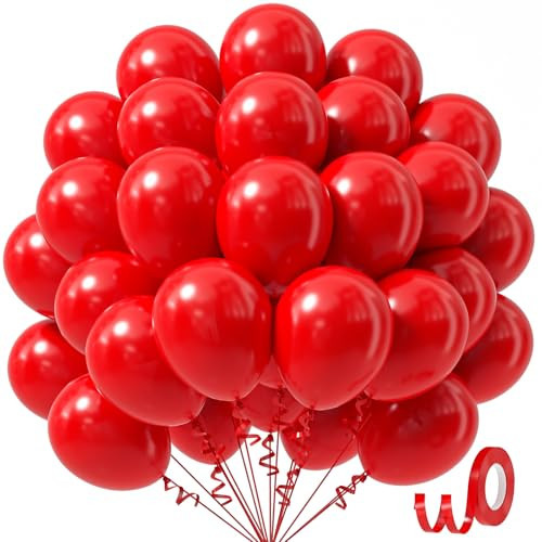 Awenztech Red Balloons 12 inch, Red Latex Balloons 50pcs Party Balloons for Baby Shower Wedding Valentines Christmas Birthday Party Decorations | Amazon (US)
