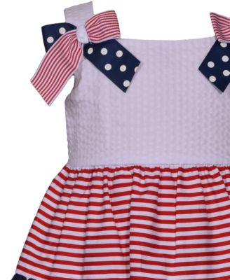 Baby Girls Americana Mixed Print Bow Shoulder Dress | Macy's