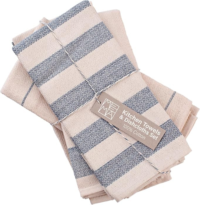 MEEMA Kitchen Towels and Dishcloths Sets of 4 | Large 20 x 28 Inch | Upcycled Cotton Tea Towel | ... | Amazon (US)