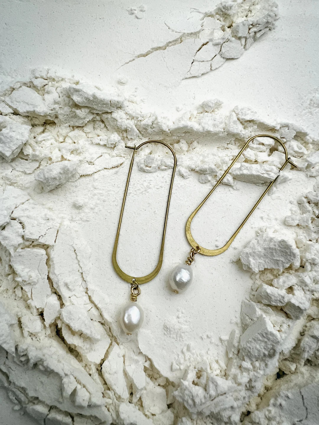 Long Oval Brass Earrings With White Natural Pearl | Brass Statement Earrings | Modern Earrings | ... | Etsy (US)